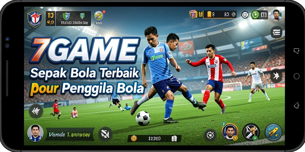 Gameplay 7GAME menampilkan aksi sepak bola yang menegangkan.