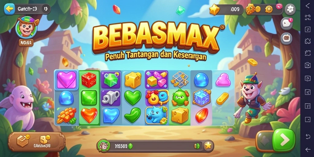 Tampilan gameplay BEBASMAX yang penuh warna dan menantang.