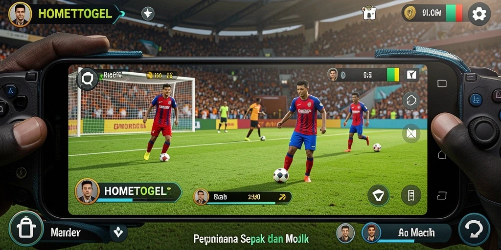 Tampilan menarik gameplay dalam HOMETOGEL yang penuh aksi sepak bola.