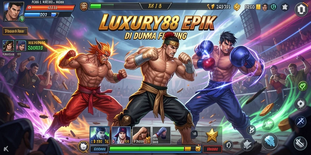 Tampilan pertarungan mendebarkan dalam LUXURY88 dengan karakter beragam.