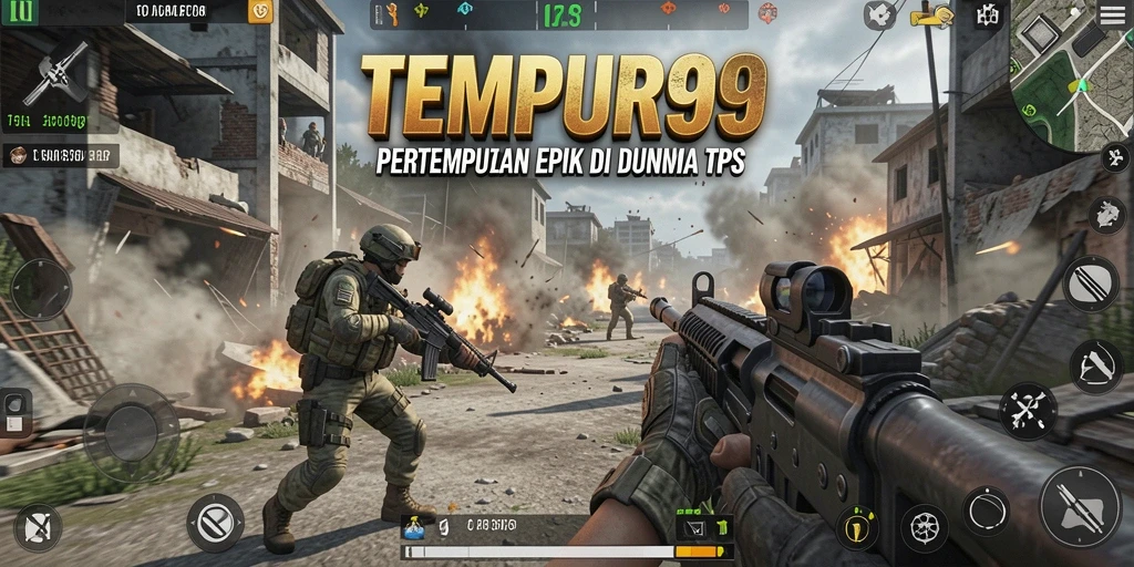 Gameplay intens TEMPUR99 dengan aksi tembak-menembak yang mendebarkan.